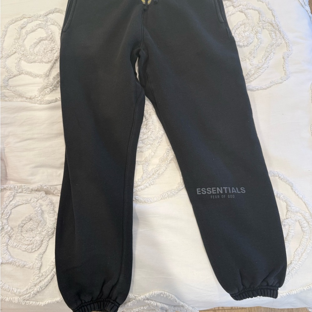 Fear of God Essentials Black Sweatpants with Elastic Cuffs kids size 12